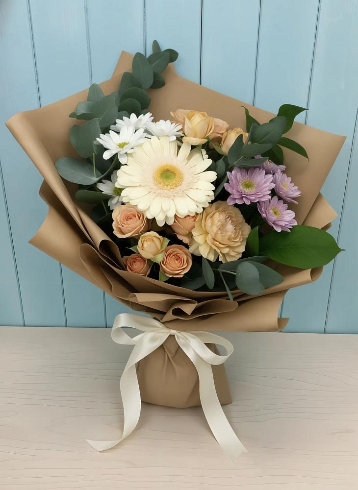 Букет цветов из: Герберы и Хризантемы в Елань-Коленовский