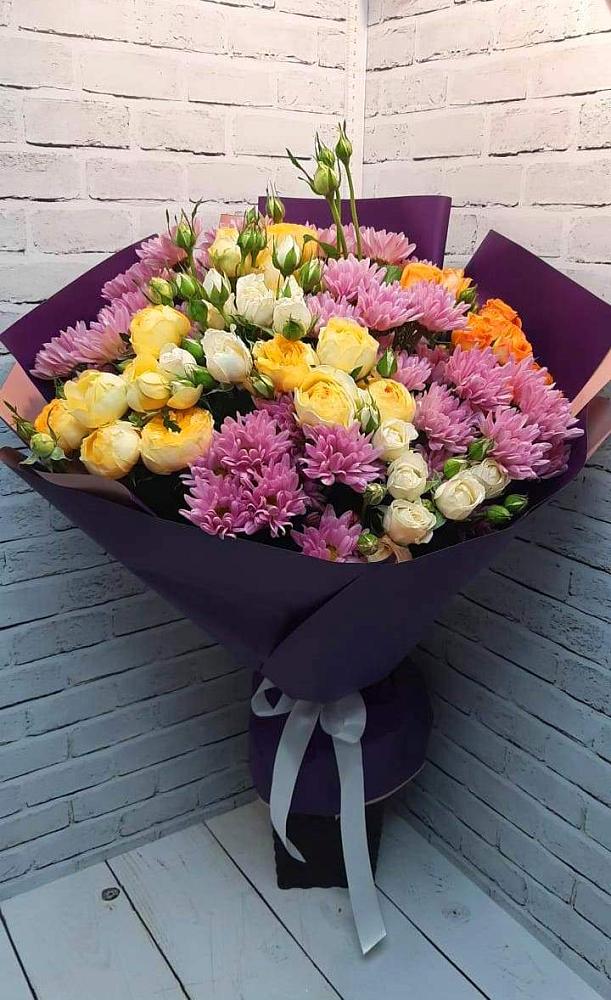 Букет цветов из: Хризантемы и Розы в Елань-Коленовский