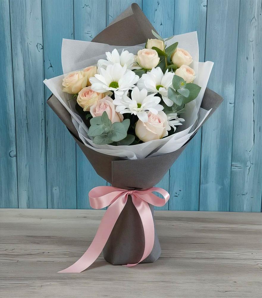 Букет цветов из: Хризантемы и Розы в Елань-Коленовский