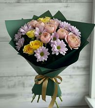 Букет цветов из:  Хризантемы и Розы в Елань-Коленовский