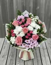 Букет цветов из:  Альстромерии, Гвоздики, Розы и Хризантемы в Елань-Коленовский