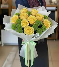 Букет цветов из:  Хризантемы и Розы в Елань-Коленовский