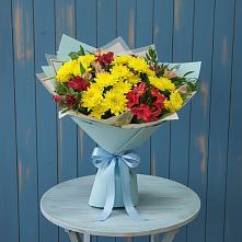 Букет цветов из:  Альстромерии и Хризантемы в Елань-Коленовский