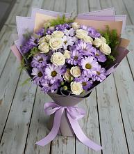 Букет цветов из:  Хризантемы и Розы в Елань-Коленовский