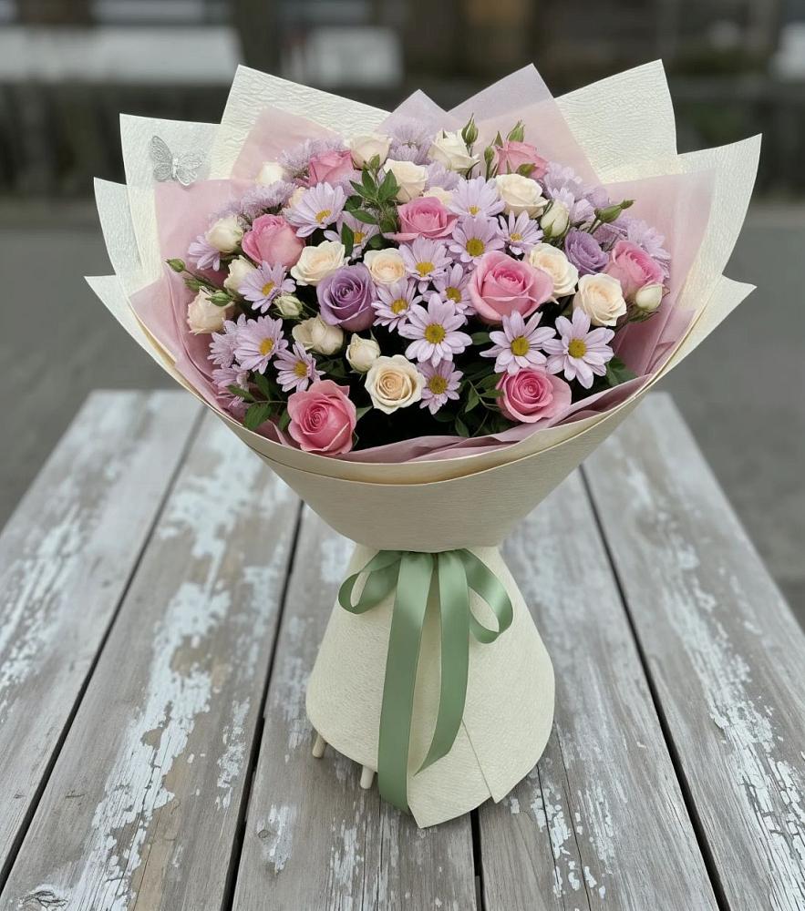 Букет цветов из: Розы и Хризантемы в Елань-Коленовский