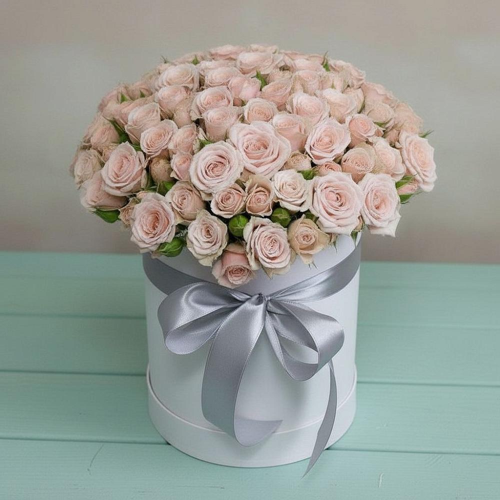 Цветочная композиция из Розы в шляпной коробке в Елань-Коленовский